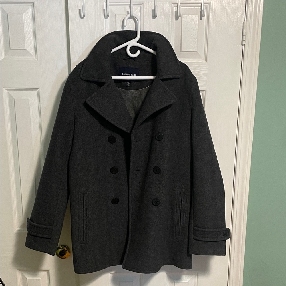 Lands' End Men's Charcoal Peacoat